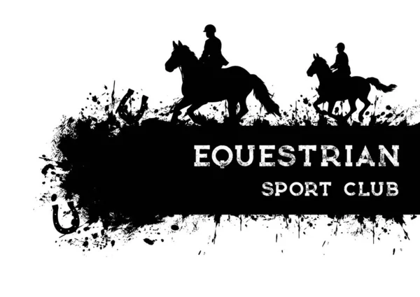 경마와 Grunge Equestrian Sport Banner Polo Club Vector Poster 대회나 — 스톡 벡터