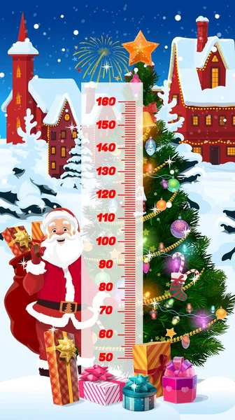 Παιδικό Διάγραμμα Ύψος Κινούμενα Σχέδια Χριστούγεννα Δώρα Σάντα Και Χριστούγεννα — Διανυσματικό Αρχείο