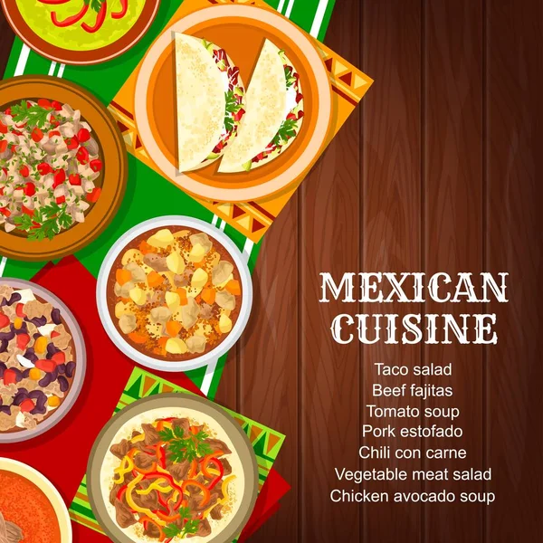 Couverture Menu Cuisine Mexicaine Plats Repas Mexicains Vecteur Cuisine Mexicaine — Image vectorielle