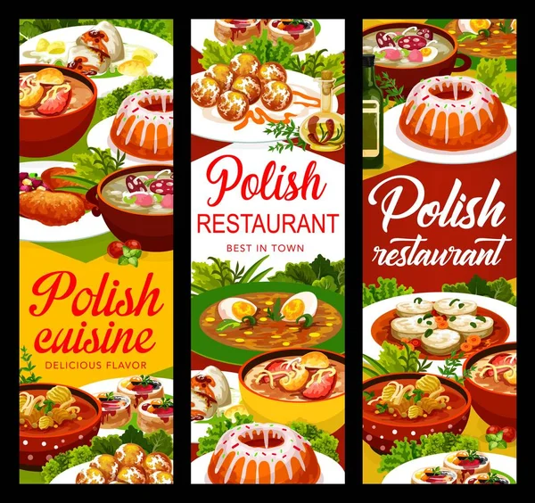Πολωνική Κουζίνα Πανό Τροφίμων Πιάτα Μενού Και Γεύματα Διανυσματικό Γεύμα — Διανυσματικό Αρχείο