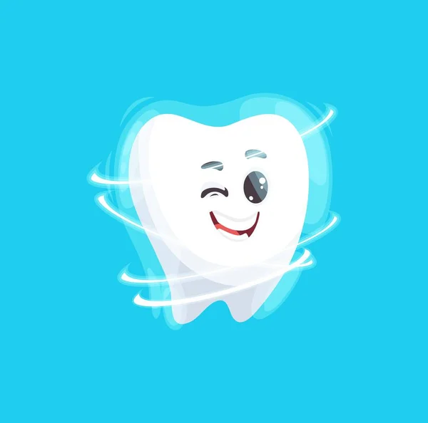 Desenhos Animados Emoticon Dente Com Brilhante Sorriso Perfeito Isolado Emoji — Vetor de Stock