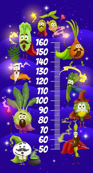 Karikatura Kouzelník Čaroděj Víla Zelenina Výškové Grafu Děti Vektorové Měření — Stockový vektor