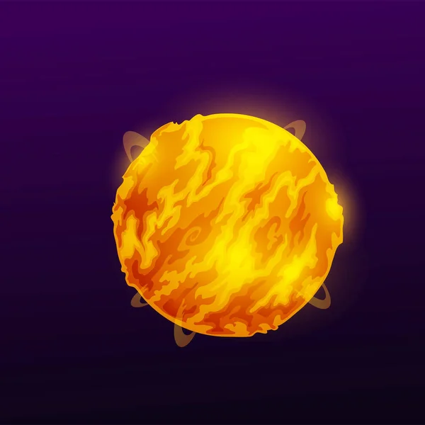 燃烧的球体 燃烧的行星球 炽热的地球在火中闪耀的孤立的漫画外星人的世界 有火山熔岩岩浆的矢量行星I Gui游戏用户对象 圆形彗星流星体 神奇球体 — 图库矢量图片