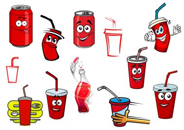 Cartoon cola and soda drinks clipart