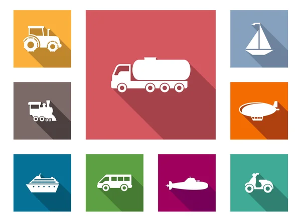Conjunto de iconos de transporte plano — Vector de stock