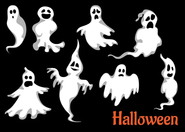 Night halloween ghosts set — Stock Vector