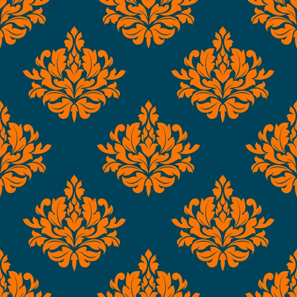 Motif floral sans couture avec orange sur indigo — Image vectorielle