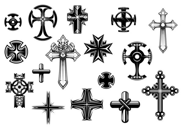 Religious crosses set — Stock Vector