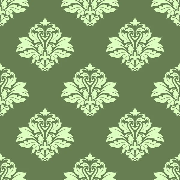 Floral seamless pattern with light green on dark green — Stock Vector