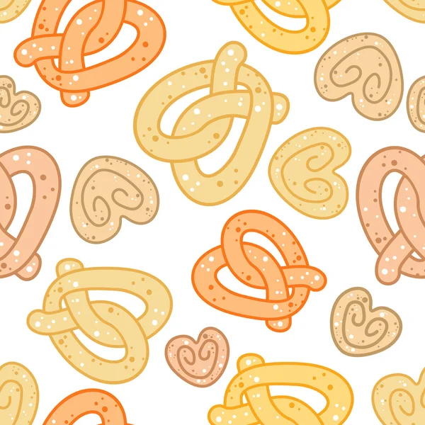 Seamless pattern of  pretzels — Stock Vector