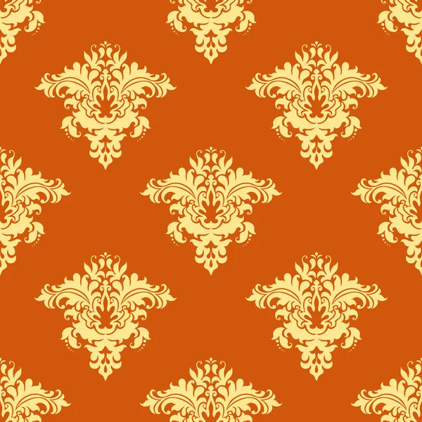 Patrón retro amarillo y naranja floral sin costuras — Archivo Imágenes Vectoriales