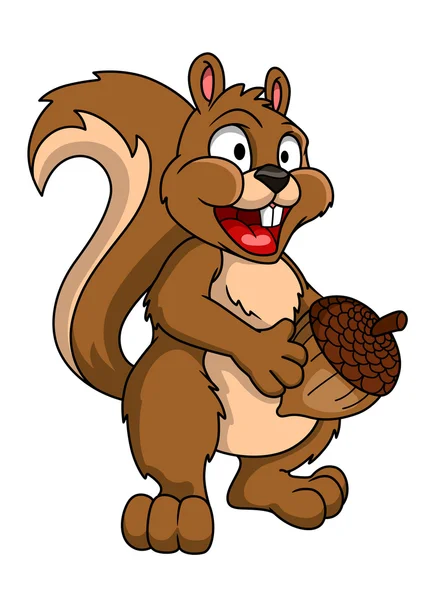 Zeichentrickhörnchen mit Eichel — Stockvektor