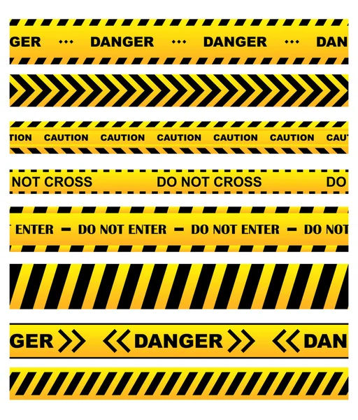 Yellow warning tapes set — Stock Vector