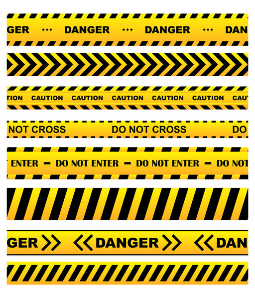 Yellow warning tapes set