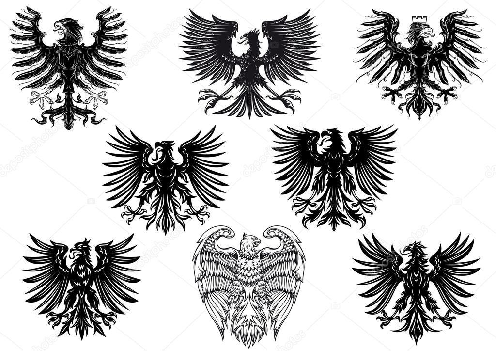 Heraldic royal medieval eagles