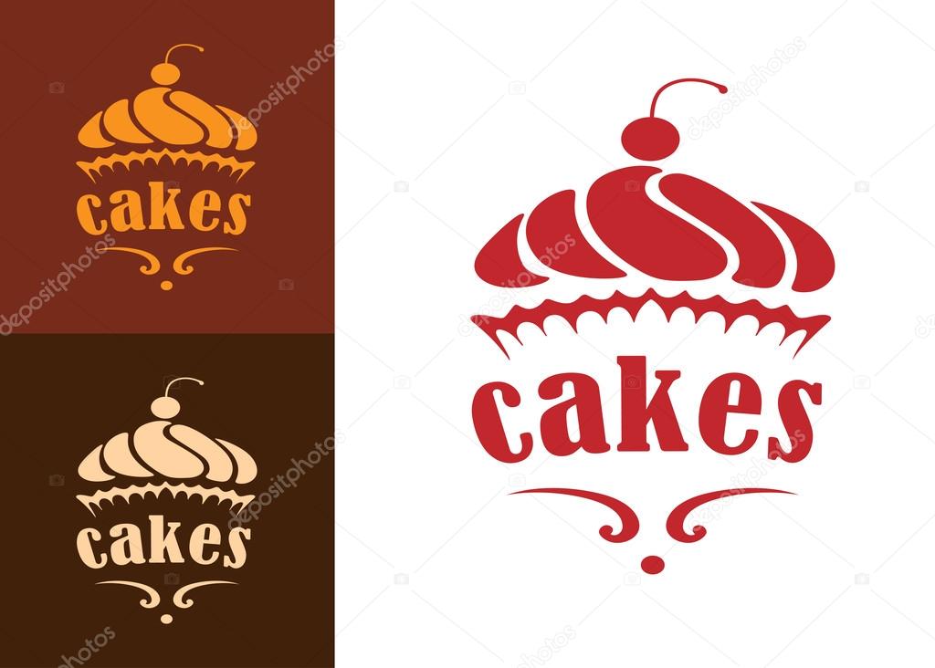 Cream dessert cakes bakery logo or emblem for food, cafe or restaurant menu design