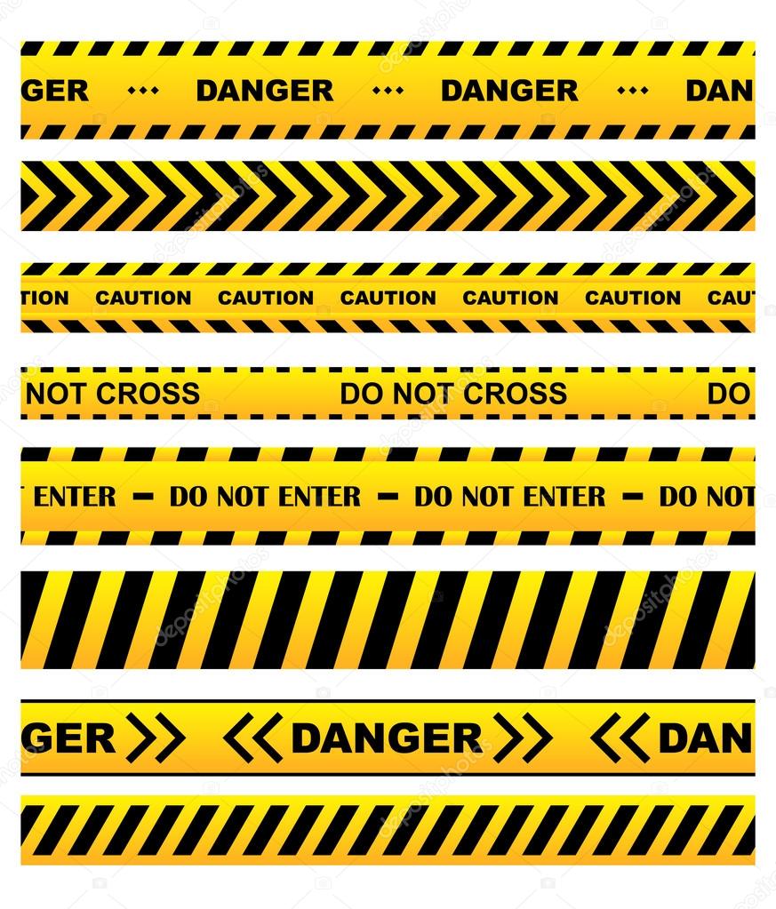 Yellow warning tapes set