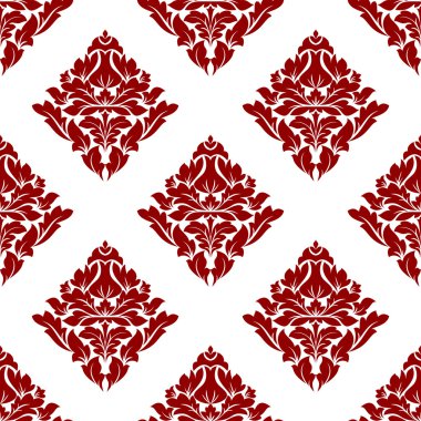 Beyaz koyu kırmızı çiçekli çiçekli seamless modeli