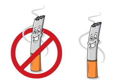 karikatür mutlu sigara izmariti