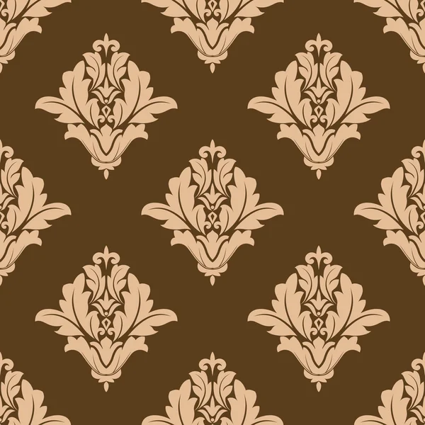 Цветочный бесшовный узор с коричневыми и бежевыми цветами — стоковый вектор
