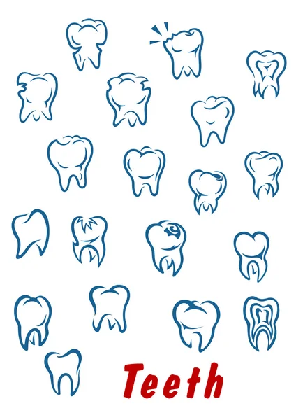 Jeu d'icônes contour des dents — Image vectorielle