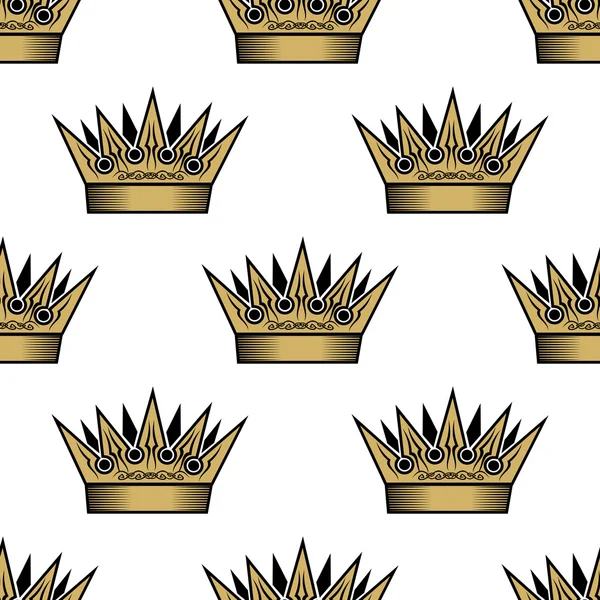 Seamless pattern of golden royal crowns — Stock Vector