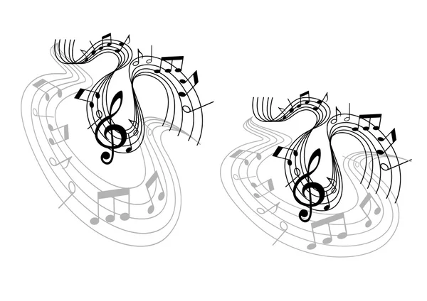 Composições de ondas musicais abstratas —  Vetores de Stock