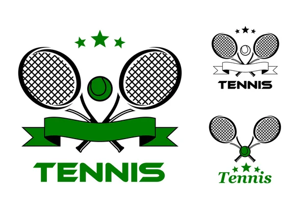 Emblemas e emblemas desportivos de ténis — Vetor de Stock