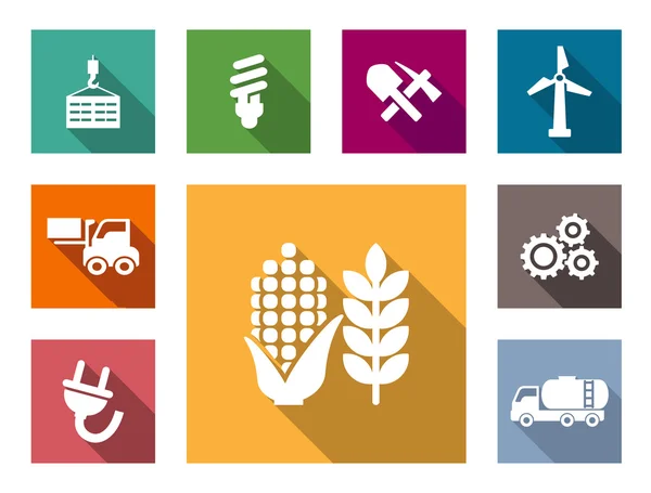 Set de iconos planos industriales — Vector de stock