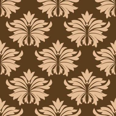 kahverengi bej çiçekli çiçekli seamless modeli