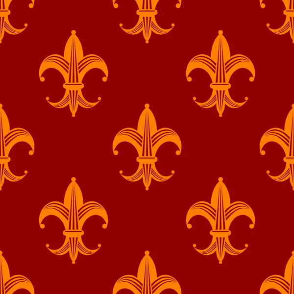 Seamless fleur de lys royal orange pattern — Stock Vector