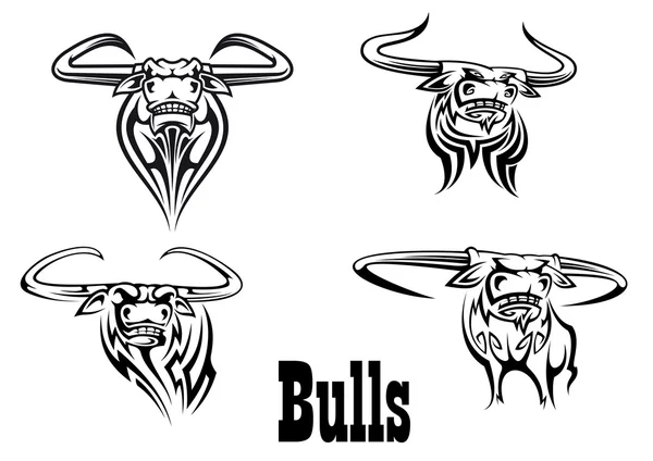 Angry buls mascot s and tattoos — Stock Vector