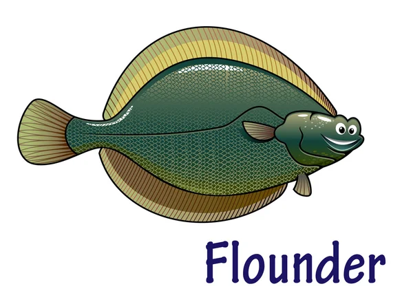 Flounder personagem de desenhos animados peixe — Vetor de Stock