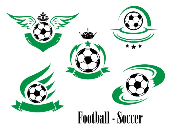 Conjunto de emblemas de fútbol o fútbol — Vector de stock