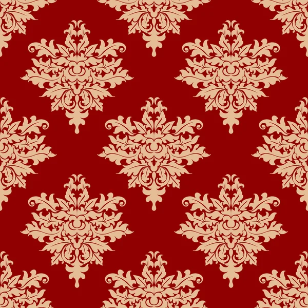 Floral beige on red seamless pattern — Stock Vector