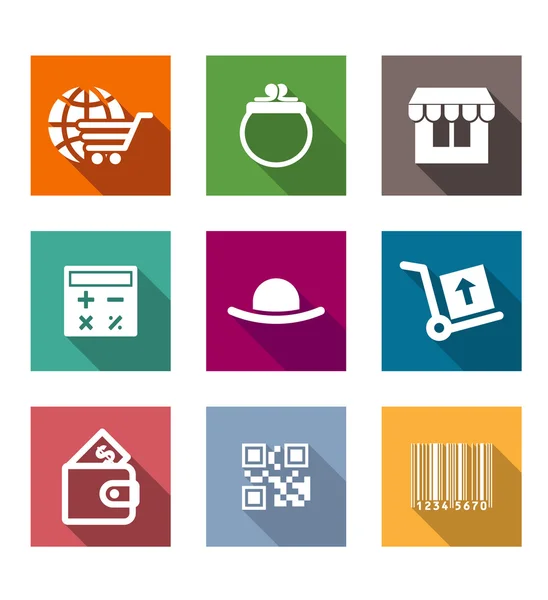 Shopping business flat icons set — Stock Vector