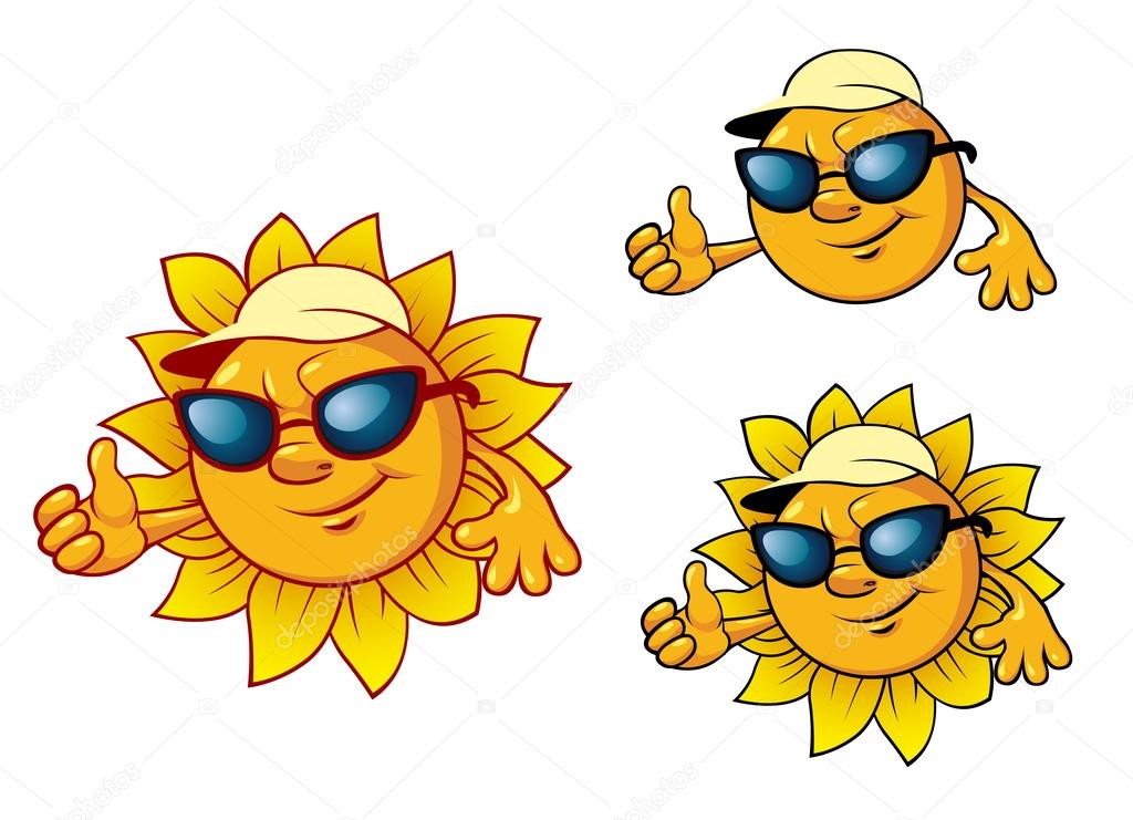 Cartoon style sun character