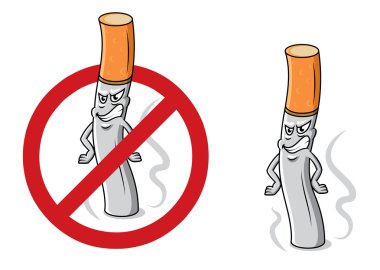 Dur işareti karikatür kızgın sigarayla