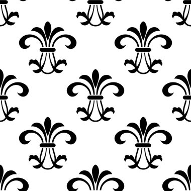 Dikişsiz fleur-de-lis royal siyah desen