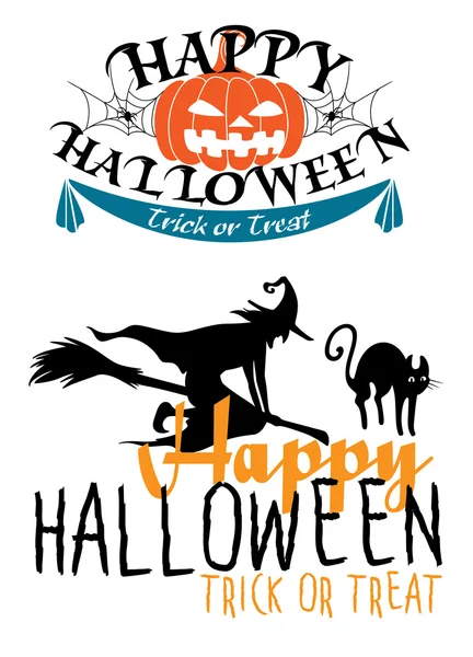 Thèmes d'Halloween avec sorcière et citrouilles — Image vectorielle