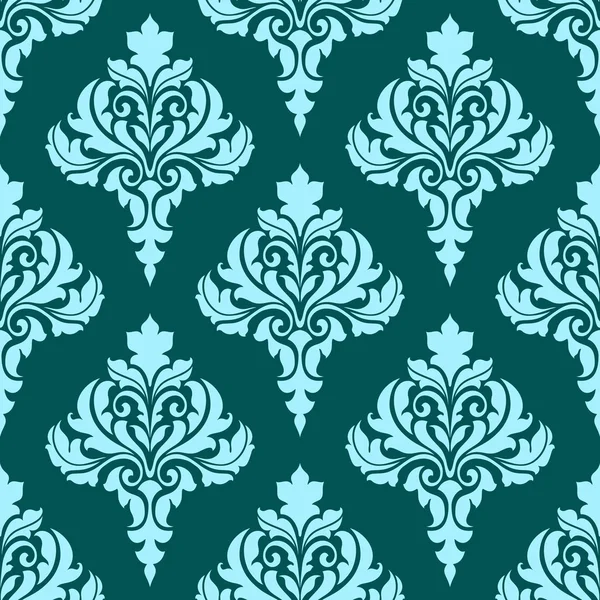 Patrón sin costura floral con flores azules en turquesa oscuro — Vector de stock