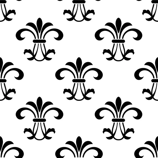Fleur de lis sans couture motif noir royal — Image vectorielle