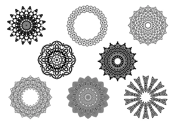 Circle vignette lace ornaments set — Stock Vector