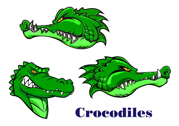 Crocodile de bande dessinée et personnages d'alligators — Image vectorielle