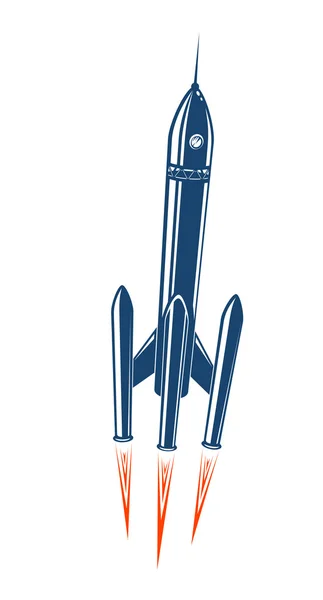 Летающая карикатурная ракета — стоковый вектор