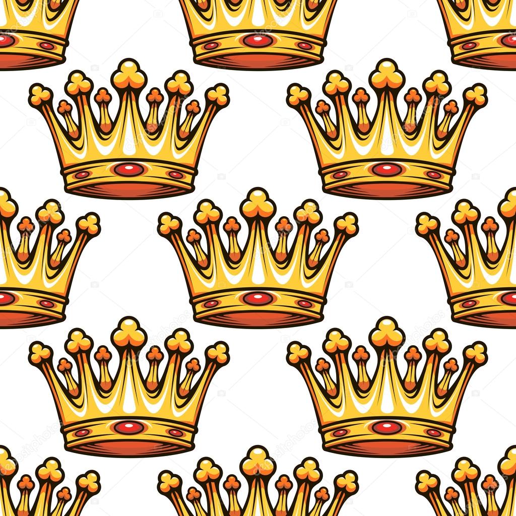 Seamless pattern of medieval royal crowns 