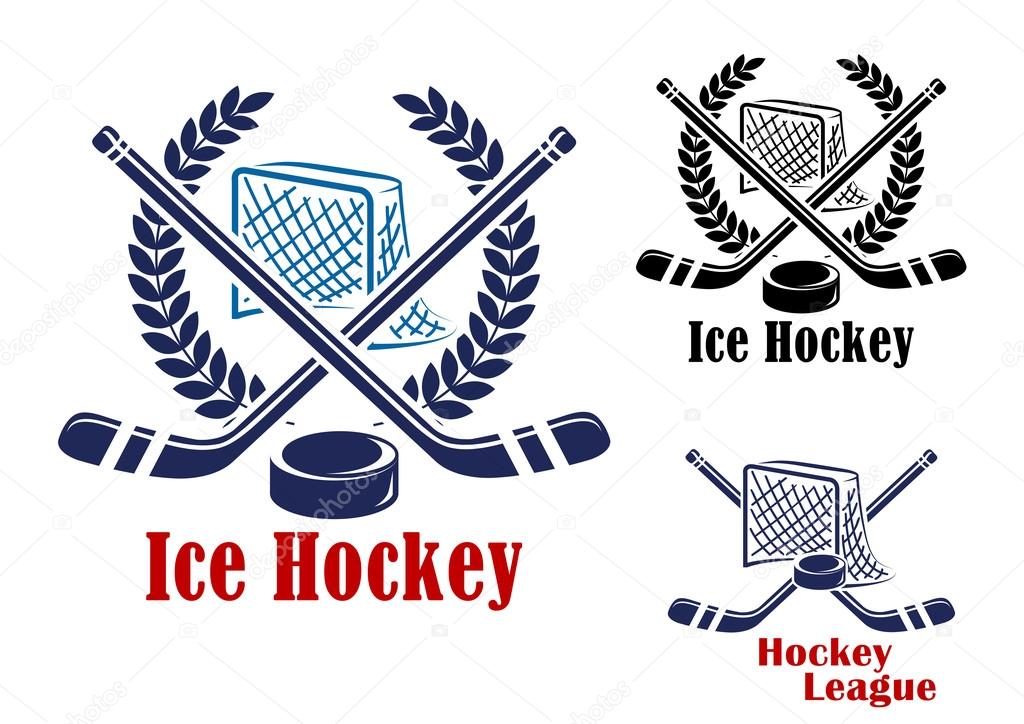 Ice hockey puck and sticks Royalty Free Vector Image