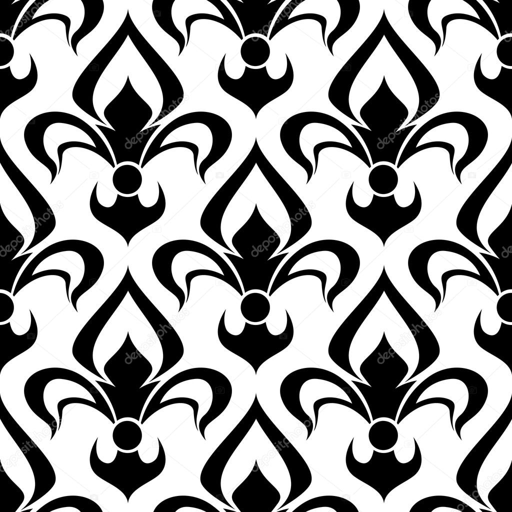 Seamless fleur-de-lis royal black pattern