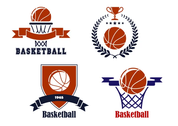 Emblemas o símbolos del equipo de baloncesto — Vector de stock