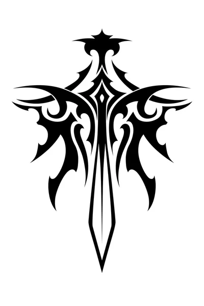 Tatuaje de espada afilada alada — Vector de stock